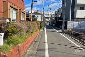 敷地の南側前面道路（西側から）