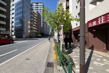 敷地西側の前面道路（南側から線）