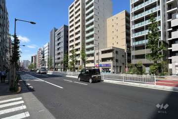 敷地の南西側前面道路（南東側から）