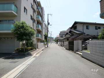 物件の西側前面道路（北側から）