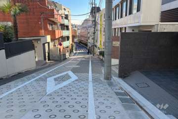 敷地の北東側前面道路（北西側から）