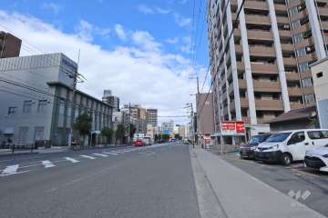 敷地西側の前面道路。玉造筋です。