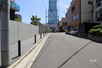 敷地西側の前面道路（北側から）