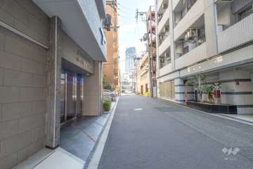 敷地の南側前面道路（西側から）