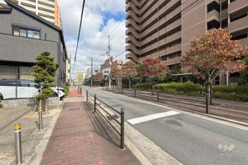 敷地東側の前面道路（南側から）