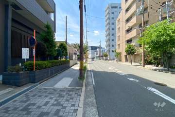 敷地西側の前面道路（北側から）