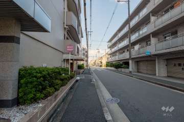 敷地の北側前面道路（東側から）