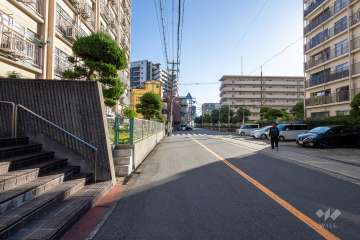 敷地の西側前面道路（北側から）