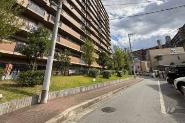 敷地南西側の前面道路（北西側から）