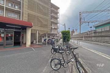 敷地北西側の前面道路（北東側から）