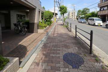 敷地南側の前面道路（西側から）
