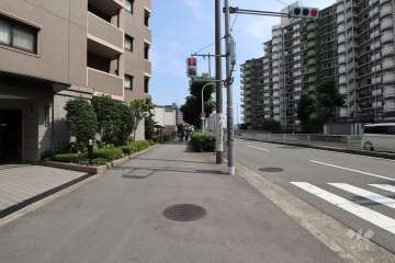 敷地西側の前面道路（北側から）