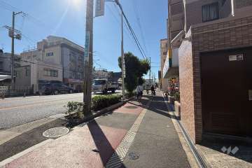 敷地東側の前面道路（北側から）