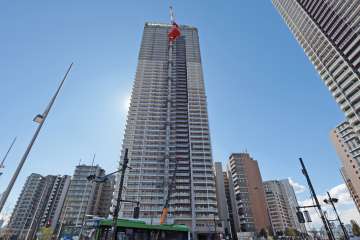 晴海フラッグスカイデュオパークビレッジT棟の外観(北側から)※2025年2月現在、建築中