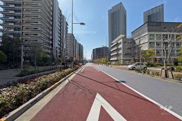 敷地北西側の前面道路（北東側から）