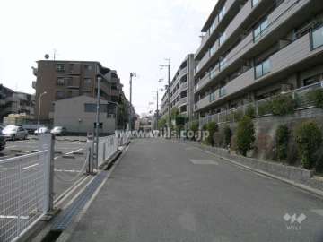 敷地南側の前面道路（敷地の北と南の両面が接道しています。）