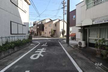 敷地北側の前面道路（西側から）