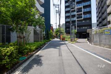 敷地東側の前面道路（南側から）