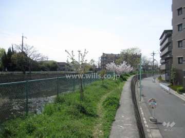 敷地の東側には千里川が流れています。