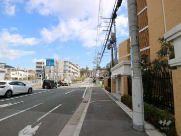敷地北側の前面道路(南西側から)