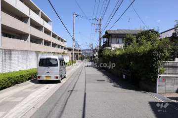 敷地南東側の前面道路（南西側より）