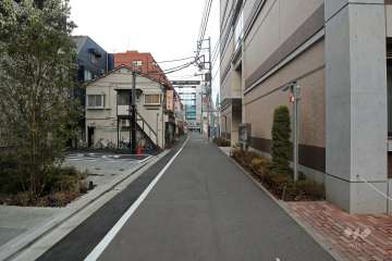 敷地の東側の前面道路（南側から）