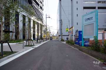 敷地西側の前面道路（北側から）