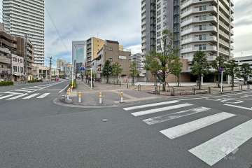 敷地の北側前面道路（西側から）