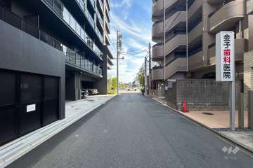 敷地南側の前面道路(西側から)
