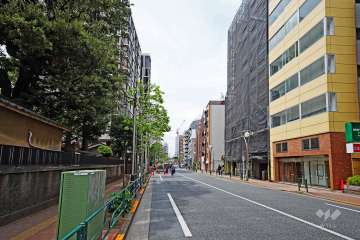 敷地北西側の前面道路（北東側から）