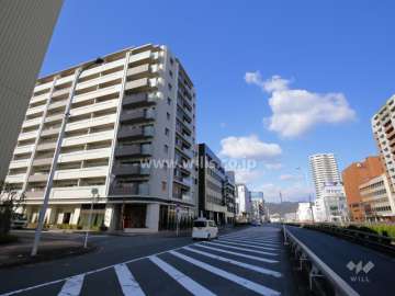 敷地東側の前面道路（側道を挟んで新御堂筋が走っています。）