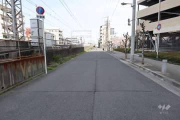 敷地北西側の前面道路（南西側から）