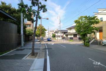 敷地南東側の前面道路（南西側から）