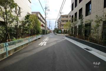 敷地西側の前面道路（北側から）