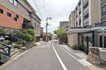 敷地東側の前面道路（北側から）