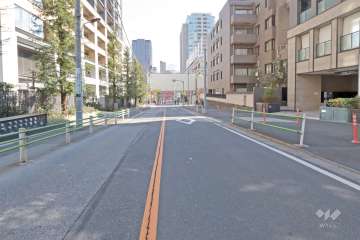敷地南側の前面道路（西側から）