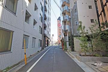 敷地北側の前面道路（西側から）