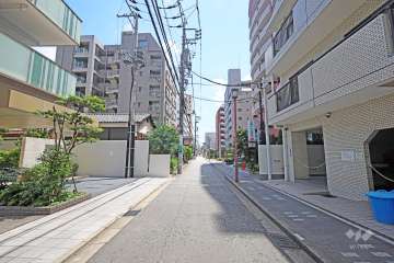 敷地東側の前面道路（北側から）