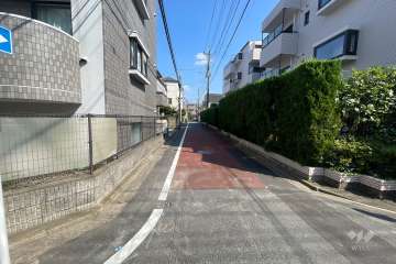 敷地の北側前面道路（西側から）