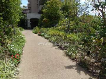 植栽スペースに囲まれたエントランスアプローチ