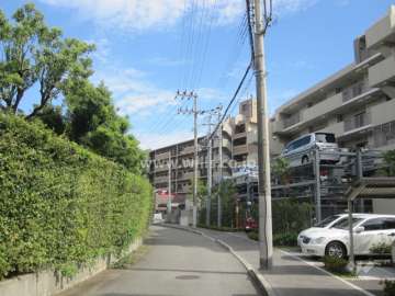 敷地北側の前面道路。道を挟んで『打出浜小学校』があります。