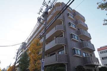 ライオンズヴィアーレ三鷹さくら通りの外観（北東側から）