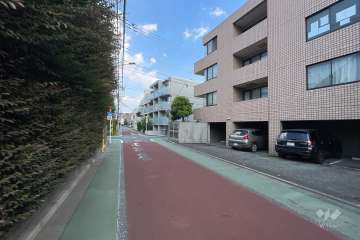 敷地の北側前面道路（西側から）