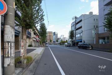 敷地南西側の前面道路（北東側から）