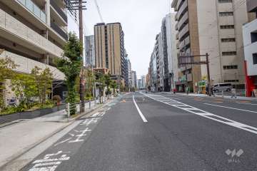 敷地の南側前面道路（西側から）