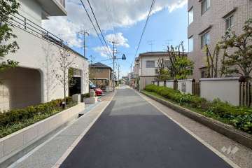 敷地西側の前面道路(北側から)