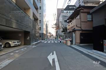 南西側の前面道路（南東側から）