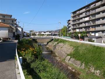 敷地南側には最明寺川が流れています。