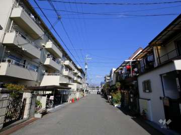 敷地東側の前面道路（南側から）