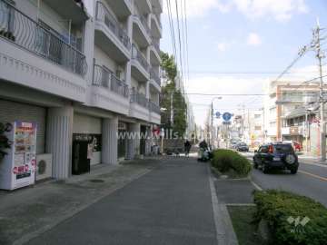 敷地の北側は二車線のバス通りです。